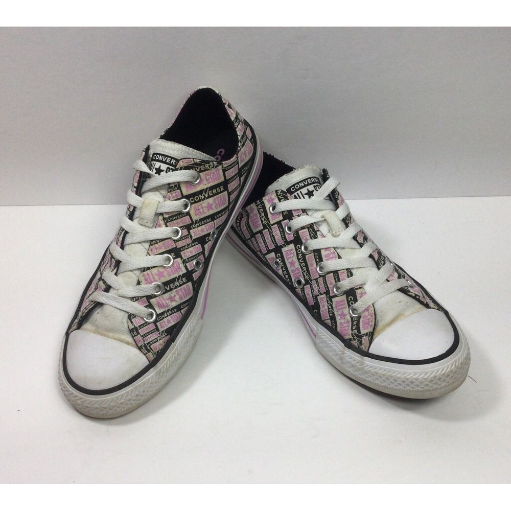 Converse All Star Womens Junior Shoes Size 5 Pink All Over Logo Sneakers Low Top